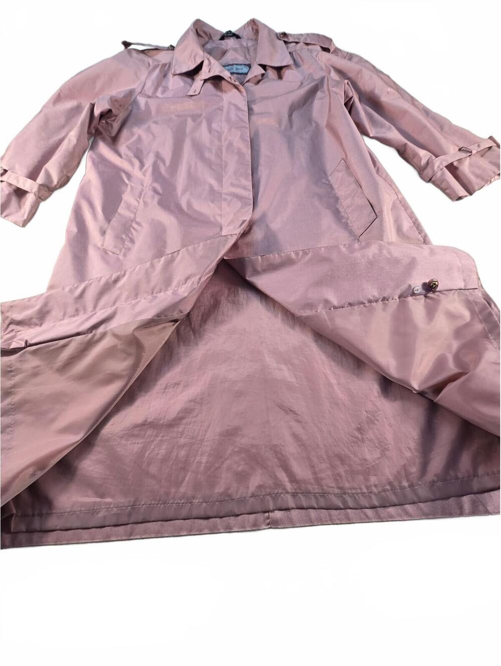 Vintage Metallic Pink Trench Raincoat Sz 16 Coquette BarbieCore Balletcore
